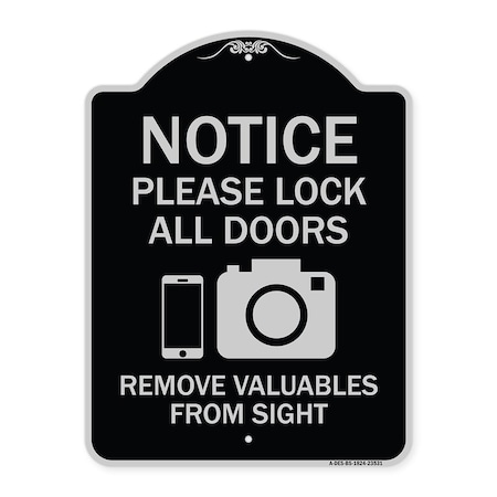 Signmission Lock All Doors Remove Valuable from Sight With Cell Phone and Camera G, A-DES-BS-1824-23531 A-DES-BS-1824-23531